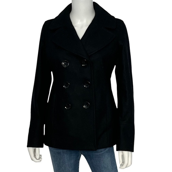 Michael Kors Double Breasted Black Peacoat - Picture 1 of 5
